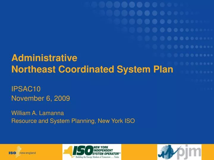 administrative northeast coordinated system plan