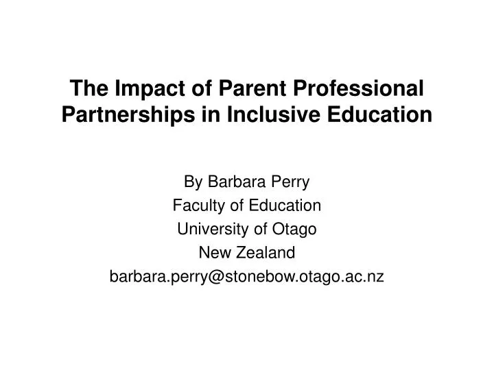 the impact of parent professional partnerships in inclusive education