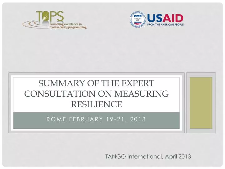 summary of the expert consultation on measuring resilience