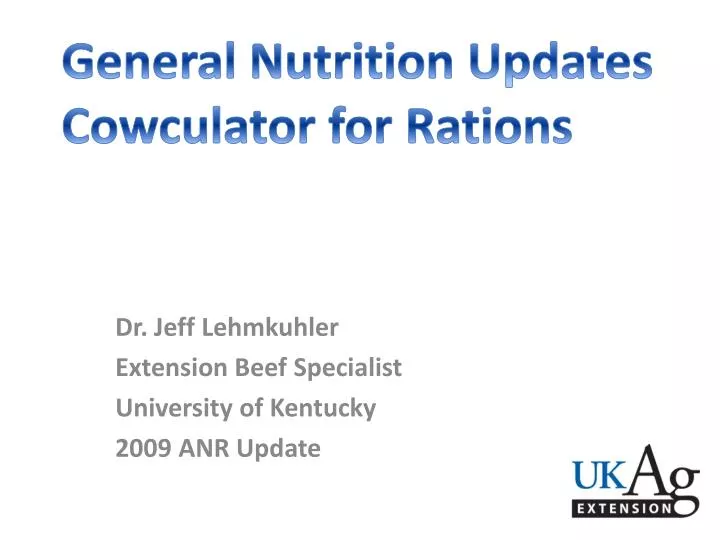 dr jeff lehmkuhler extension beef specialist university of kentucky 2009 anr update