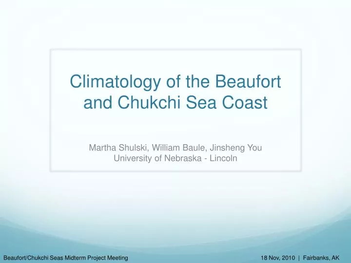 climatology of the beaufort and chukchi sea coast