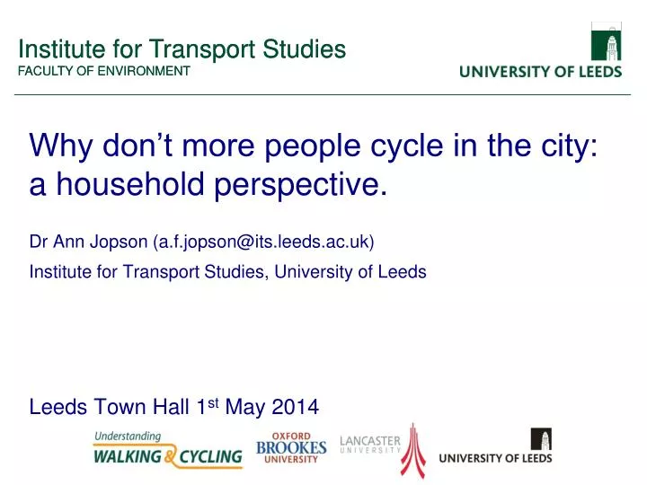 why don t more people cycle in the city a household perspective