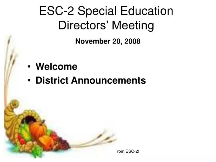 esc 2 special education directors meeting november 20 2008