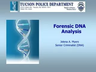 Forensic DNA Analysis Jelena A. Myers Senior Criminalist (DNA)