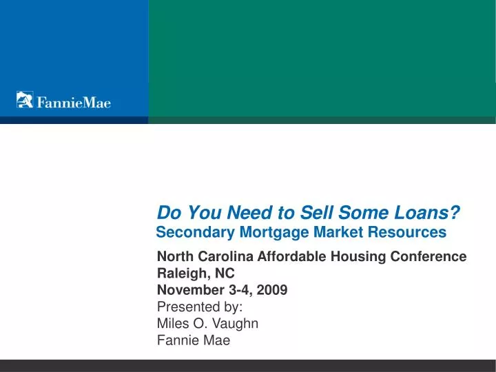 do you need to sell some loans secondary mortgage market resources