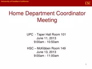 Home Department Coordinator Meeting