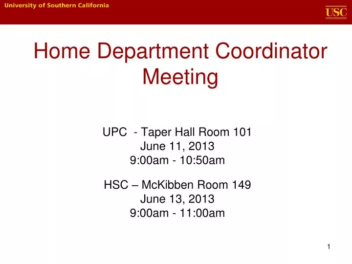 home department coordinator meeting