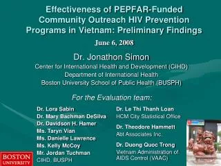 Dr. Jonathon Simon Center for International Health and Development (CIHD)