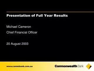 Presentation of Full Year Results