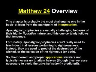 Matthew 24 Overview