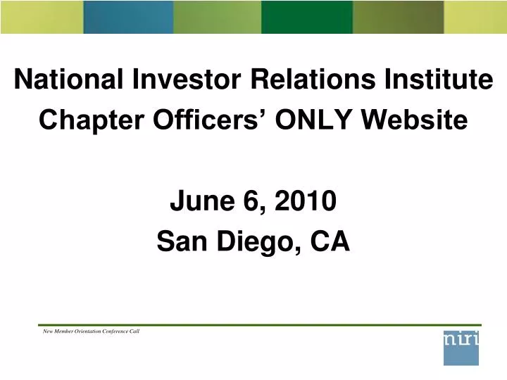 national investor relations institute chapter officers only website june 6 2010 san diego ca