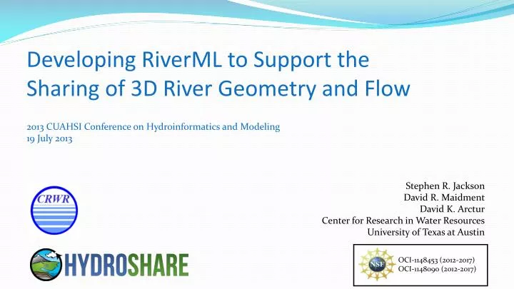 developing riverml to support the sharing of 3d river geometry and flow
