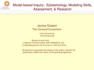 Model-based Inquiry: Epistemology, Modeling Skills, Assessment, &amp; Research