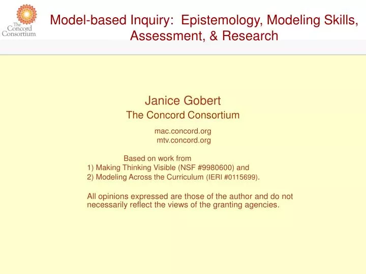 model based inquiry epistemology modeling skills assessment research