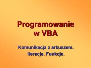 programowanie w vba