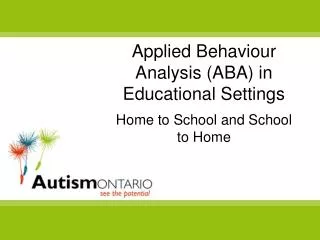 Applied Behaviour Analysis (ABA) in Educational Settings