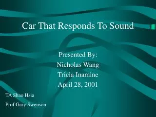 Car That Responds To Sound