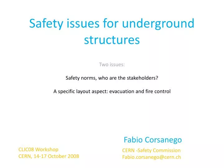 safety issues for underground structures