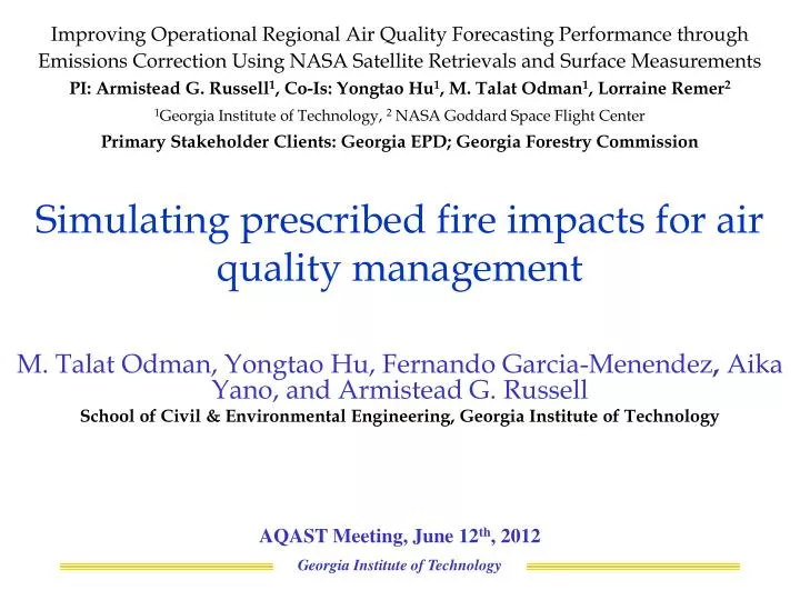 simulating prescribed fire impacts for air quality management