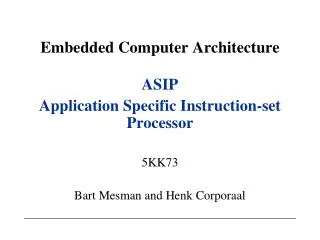 Embedded Computer Architecture