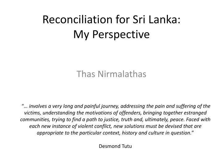 reconciliation for sri lanka my perspective