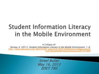 Student Information Literacy in the Mobile Environment