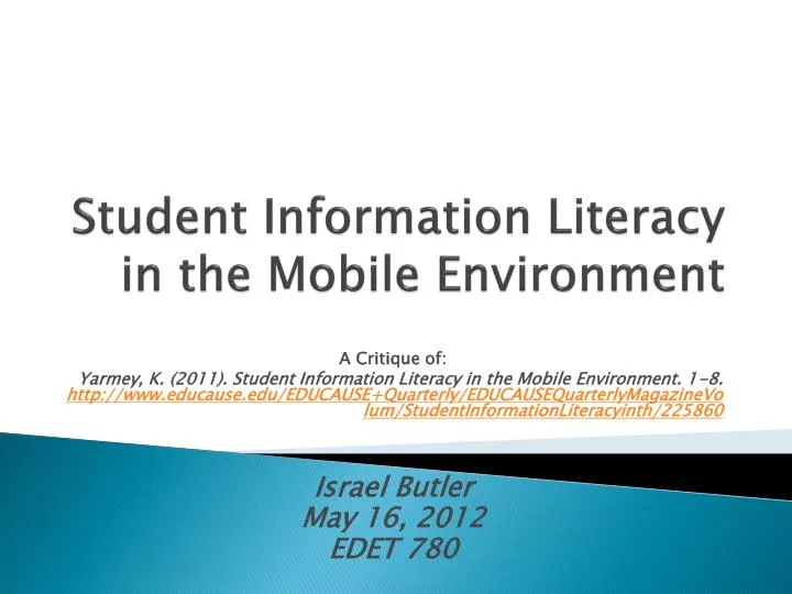 student information literacy in the mobile environment