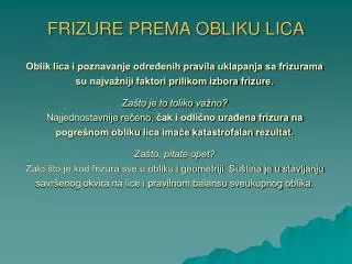 FRIZURE PREMA OBLIKU LICA