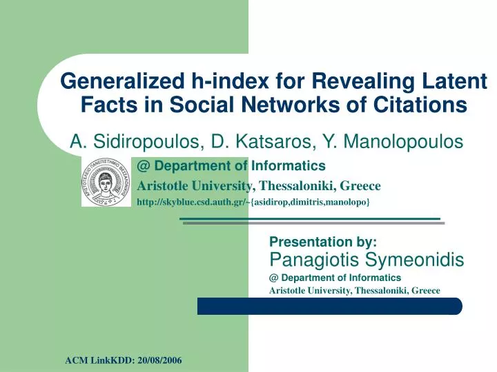 generalized h index for revealing latent facts in social networks of citations