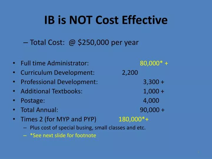 ib is not cost effective