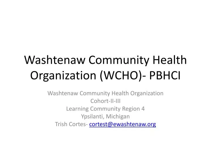 washtenaw community health organization wcho pbhci