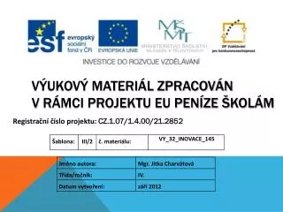v ukov materi l zpracov n v r mci projektu eu pen ze kol m