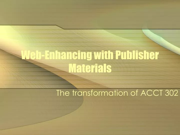 web enhancing with publisher materials