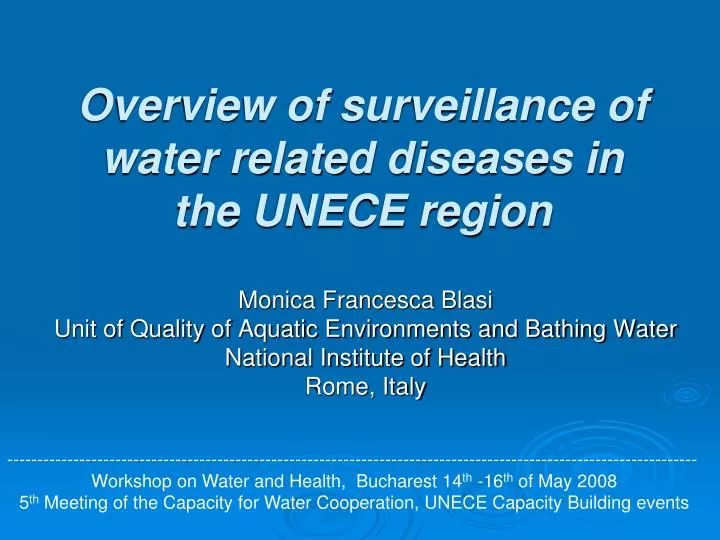 overview of surveillance of water related diseases in the unece region