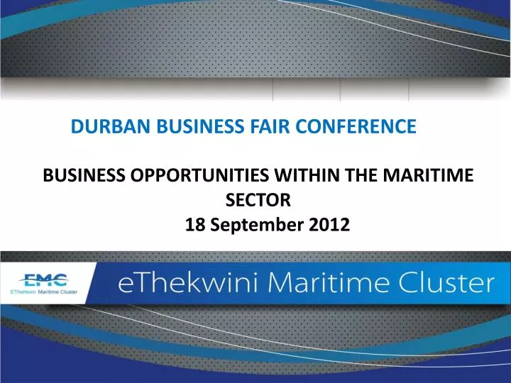 business opportunities within the maritime sector 18 september 2012