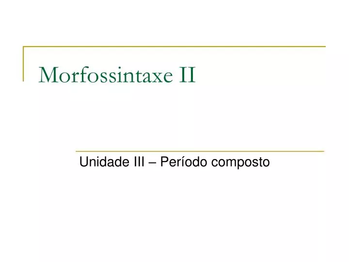 morfossintaxe ii