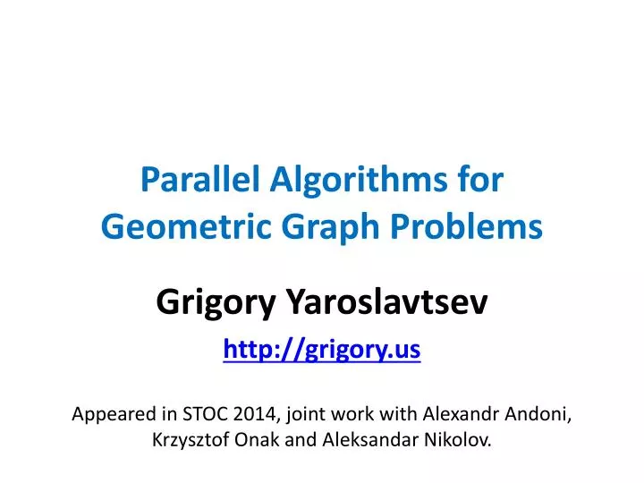 parallel algorithms for geometric graph problems