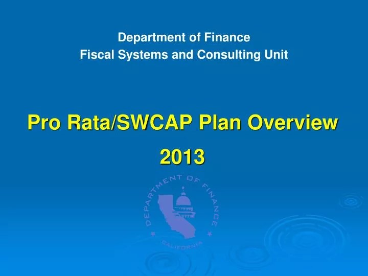 pro rata swcap plan overview 2013