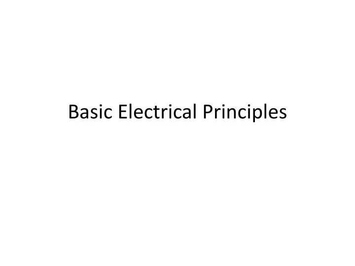 basic electrical principles