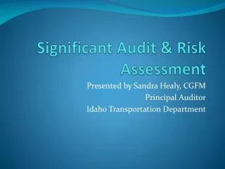 Significant Audit &amp; Risk Assessment