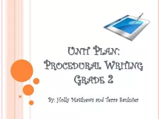 Unit Plan: Procedural Writing Grade 2