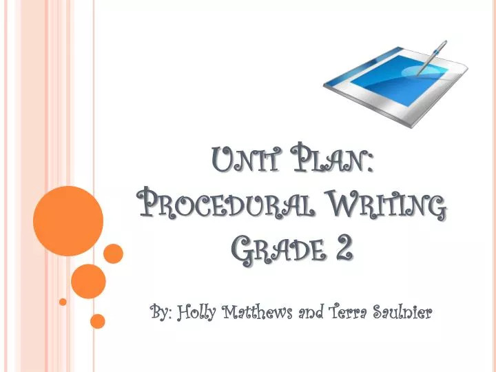 unit plan procedural writing grade 2