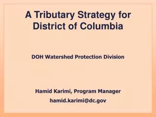 A Tributary Strategy for District of Columbia