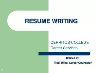 RESUME WRITING