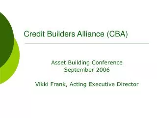 Credit Builders Alliance (CBA)