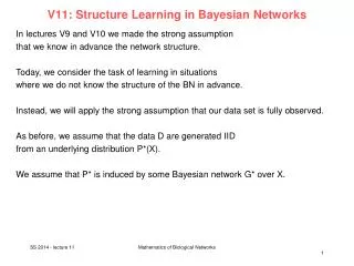 V11: Structure Learning in Bayesian Networks