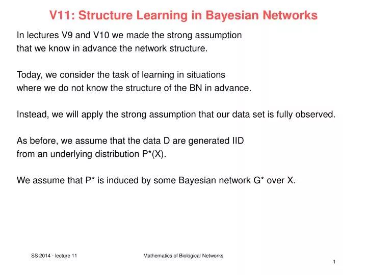 v11 structure learning in bayesian networks