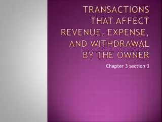 Transactions That affect Revenue, Expense, and Withdrawal by the owner