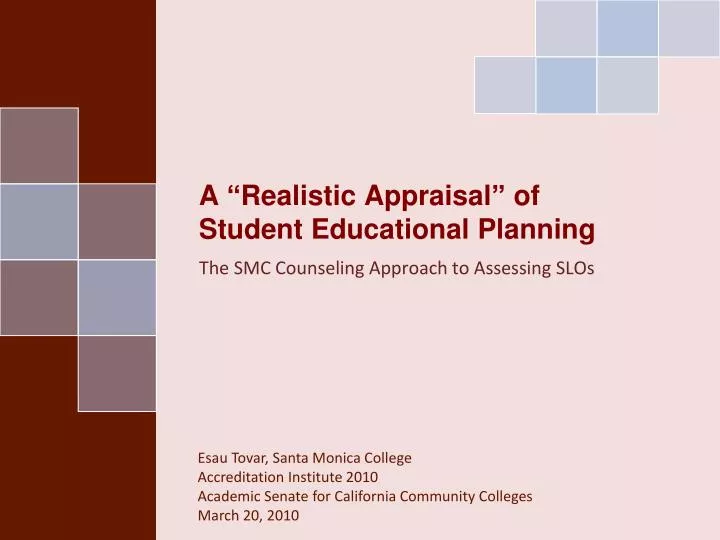 a realistic appraisal of student educational planning