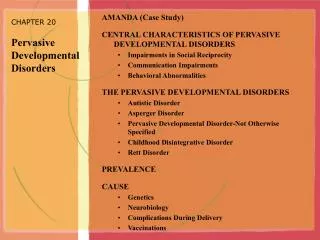 CHAPTER 20 Pervasive Developmental Disorders